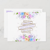 水彩花エレガントな誕生日パーティー 案内ポストカード (正面/裏面)