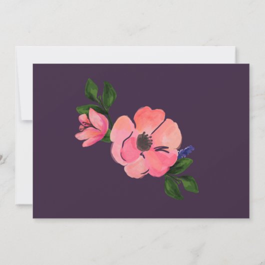 水彩花エレガントの結婚式の日付を保存 セーブザデート (裏面)