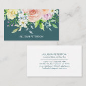 水彩花エレガントティール（緑がかった色）フローラ 名刺 (正面/裏面)