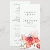 水彩花エレガントトレンディー結婚式 プログラム (正面/裏面)
