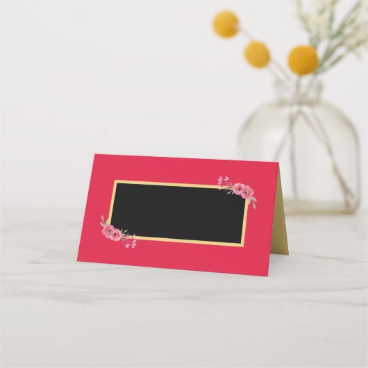 水彩花エレガント付きシックなピンク プレイスカード (正面)
