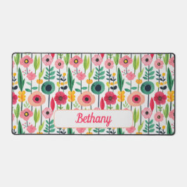 水彩花エレガント名 デスクマット