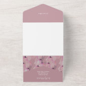 水彩花エレガント咲き赤面紫 オールインワン招待状 (外側)