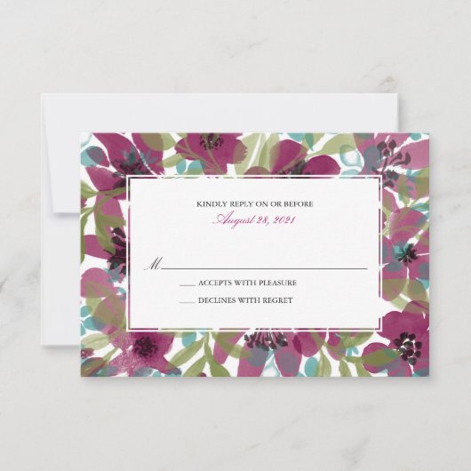 水彩花エレガント園 | ウェディングRSVP 出欠カード (正面)