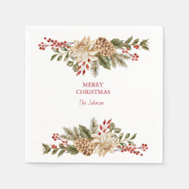 水彩花エレガント松 スタンダードカクテルナプキン