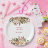 水彩花エレガント松 ペーパープレート (パーティー)