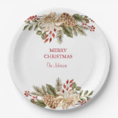 水彩花エレガント松 ペーパープレート (正面)