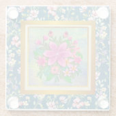 水彩花エレガント植物性春ブーケ ガラスコースター (裏面)