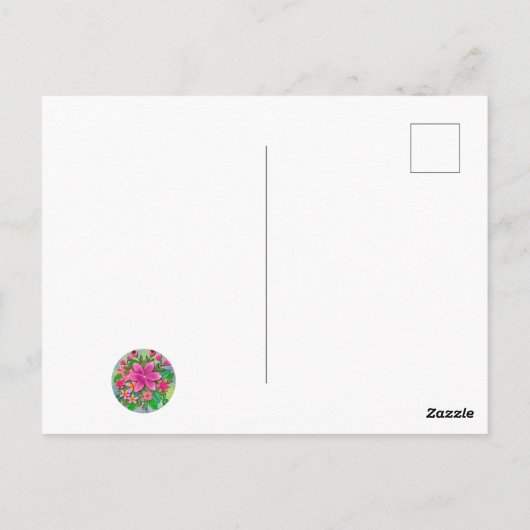 水彩花エレガント植物性春ブーケ ポストカード (裏面)