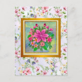 水彩花エレガント植物性春ブーケ ポストカード (正面)