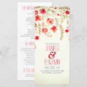 水彩花エレガント秋の結婚式 プログラム (正面/裏面)