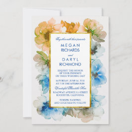 水彩花エレガント秋の結婚式 招待状