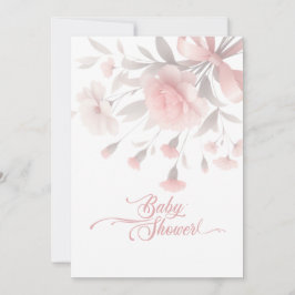 水彩花エレガント花束赤ちゃんシャワー 招待状