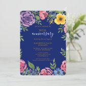 水彩花エレガント50結婚周年 招待状 (スタンド正面)
