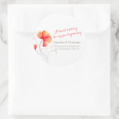 水彩花オレンジ結婚のキャンディスティッカー ラウンドシール (バッグ)