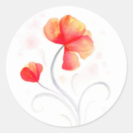 水彩花オレンジ結婚のシール/シール ラウンドシール