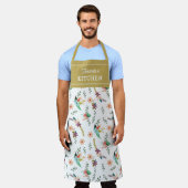 水彩花カスタム室キッチンユニセックス エプロン (着用した状態)