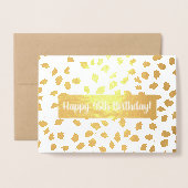 水彩花カスタム花誕生日/全大事な行事 箔カード (封筒付き正面)