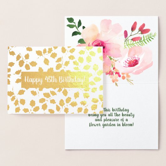 水彩花カスタム花誕生日/全大事な行事 箔カード (ディスプレー)