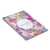 水彩花カラフルのコラージパターン ノートブック (右側)