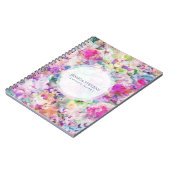 水彩花カラフルのコラージパターン ノートブック (左側)