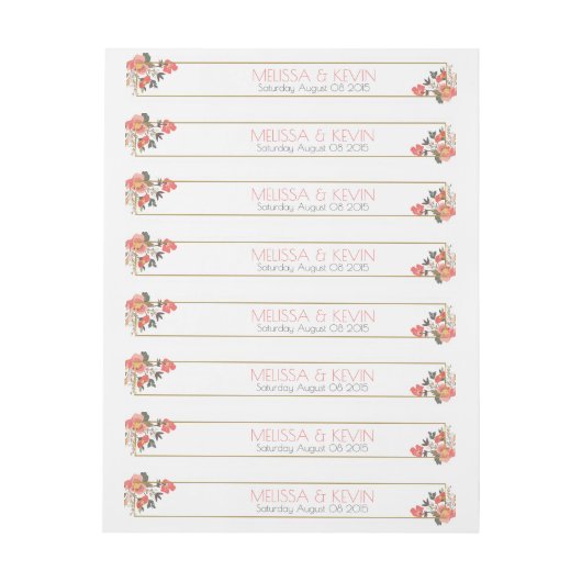 水彩花カラフルの結婚フレーム ラップアラウンド宛名ラベル (シート)