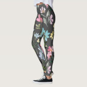 水彩花カラフルヴィンテージ レギンス (左)
