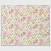 水彩花カラフル手絵を描 ラッピングペーパー (フラット)