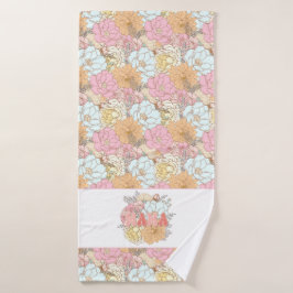 水彩花カラフル柄ママ バスタオル