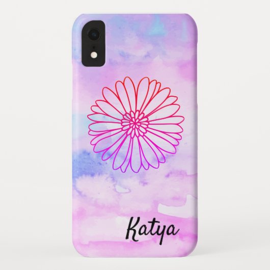 水彩花カラフル柄モノグラム名 Case-Mate iPhoneケース (裏面)