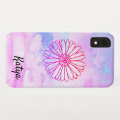 水彩花カラフル柄モノグラム名 Case-Mate iPhoneケース (裏面(横))