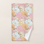 水彩花カラフル柄 バスタオルセット (ハンドタオル)