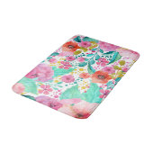 水彩花カラフル柄 バスマット (アングル)