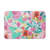 水彩花カラフル柄 バスマット (正面)