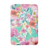 水彩花カラフル柄 バスマット (正面縦)