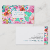 水彩花カラフル柄 名刺 (正面/裏面)