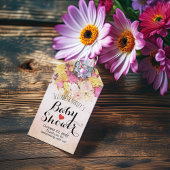 水彩花カラフル植物性ベビーシャワー ギフトタグ