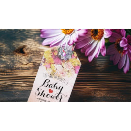 水彩花カラフル植物性ベビーシャワー ギフトタグ