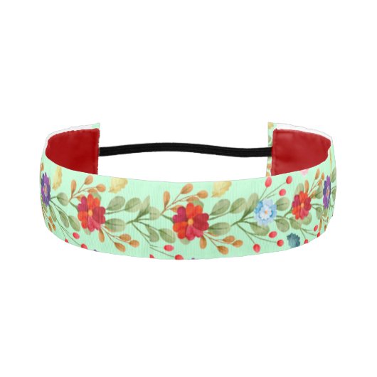 水彩花カラフル模様–23748 アスレチックヘッドバンド (正面)
