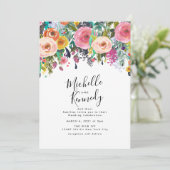 水彩花カラフル結婚式招待状 招待状 (スタンド正面)