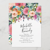 水彩花カラフル結婚式招待状 招待状 (正面/裏面)