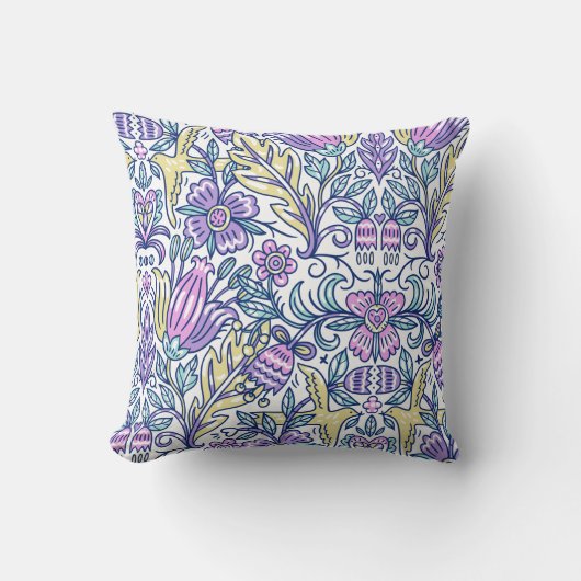 水彩花カラフル自然エレガント クッション (正面)