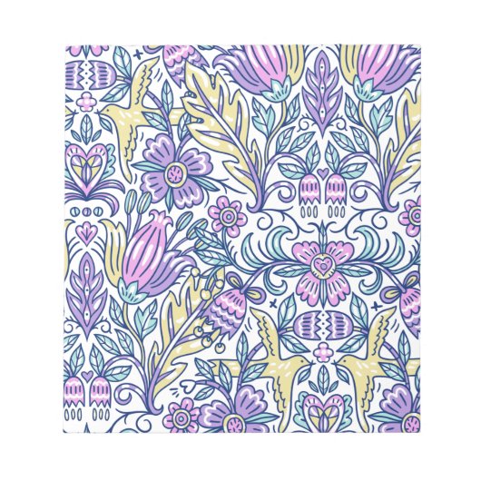 水彩花カラフル自然エレガント ノートパッド (正面)