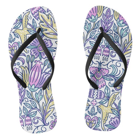 水彩花カラフル自然エレガント ビーチサンダル (ソール)