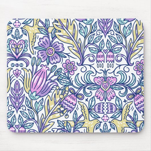 水彩花カラフル自然エレガント マウスパッド (正面)