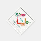 水彩花カラフル花トレンディー結婚デザイン スタンダードカクテルナプキン (角)