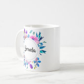 水彩花カラフル花花花束とモノグラム コーヒーマグカップ (正面左)