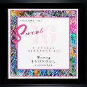 水彩花カラフル花Sweet sixteen16パーティー 招待状