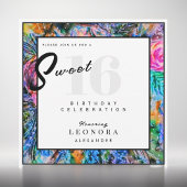 水彩花カラフル花Sweet sixteen16パーティー 招待状