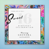 水彩花カラフル花Sweet sixteen16 招待状